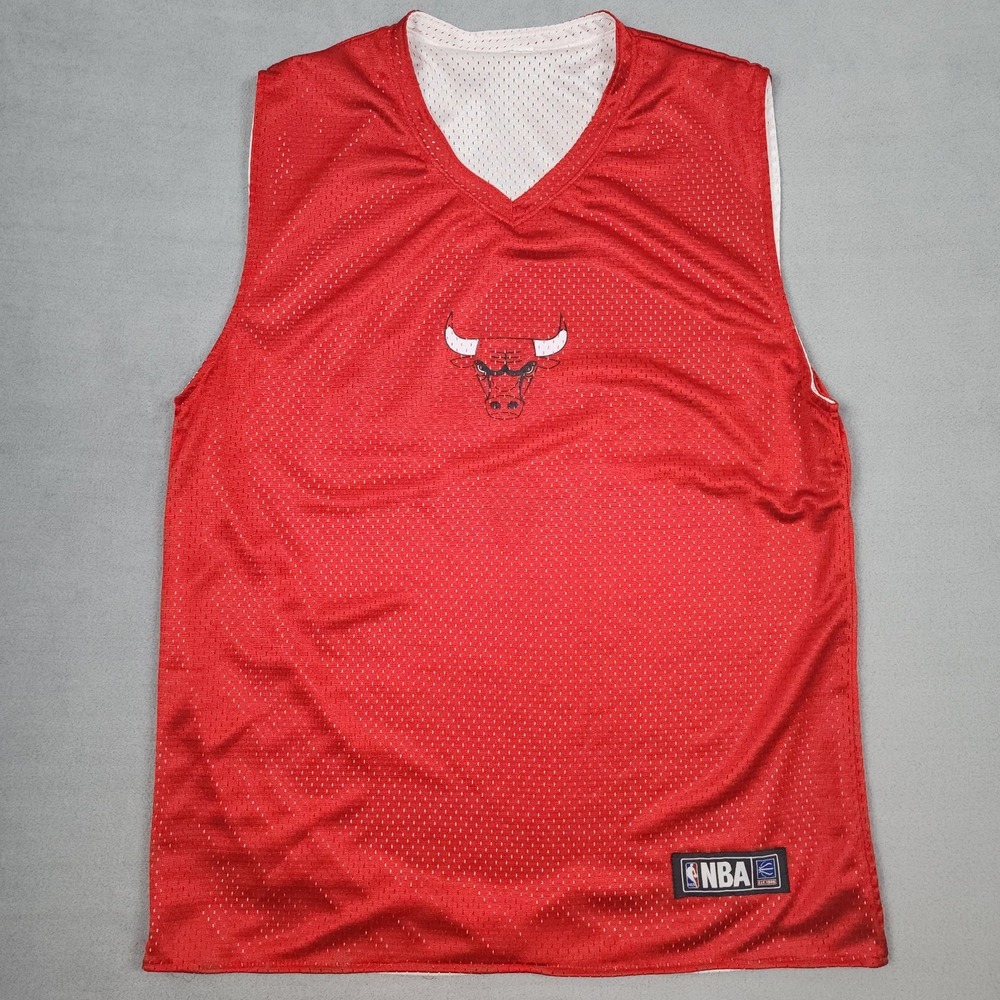 Vintage Chicago Bulls Reversible Jersey Mens L Red White NBA Basketball Mesh - Picture 6 of 9